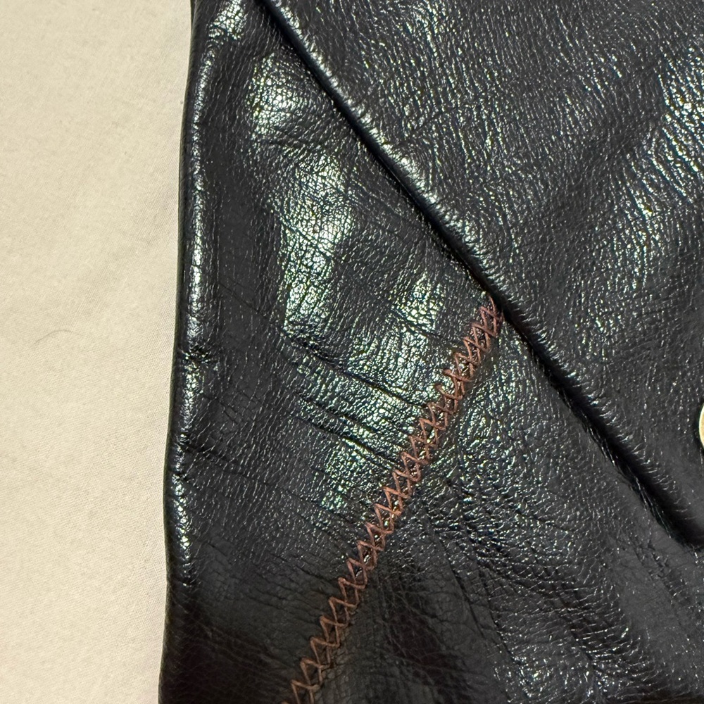 Chic Carla Mancini Black Leather Clutch with Brass Detail - Picture 7 of 7
